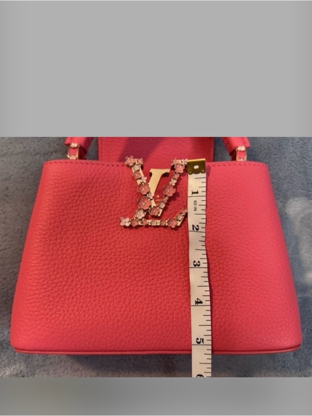 Louis Vuitton Pink Taurillon Mini Top Handle Bag with Crystal LV Logo - Picture 3 of 15